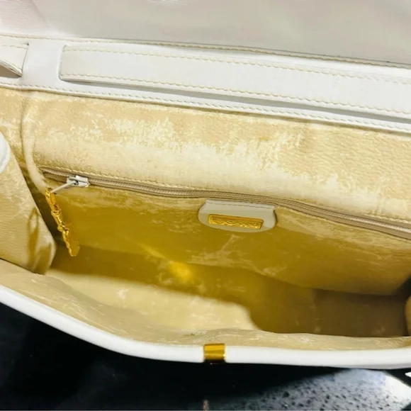 Vintage Gucci Interlocking GG Clutch purse shoulder bag ivory gold authentic - Picture 6 of 16